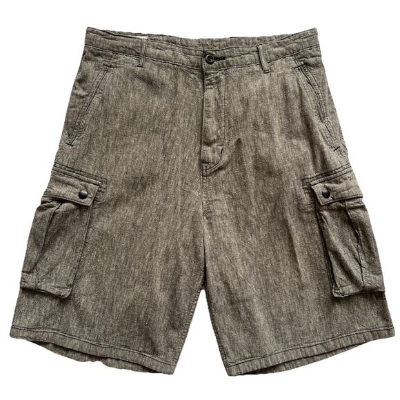 Levi's Cargo Shorts Mens 33 Gray/Brown Flat Front Linen Blend Relaxed Casual - Picture 1 of 8
